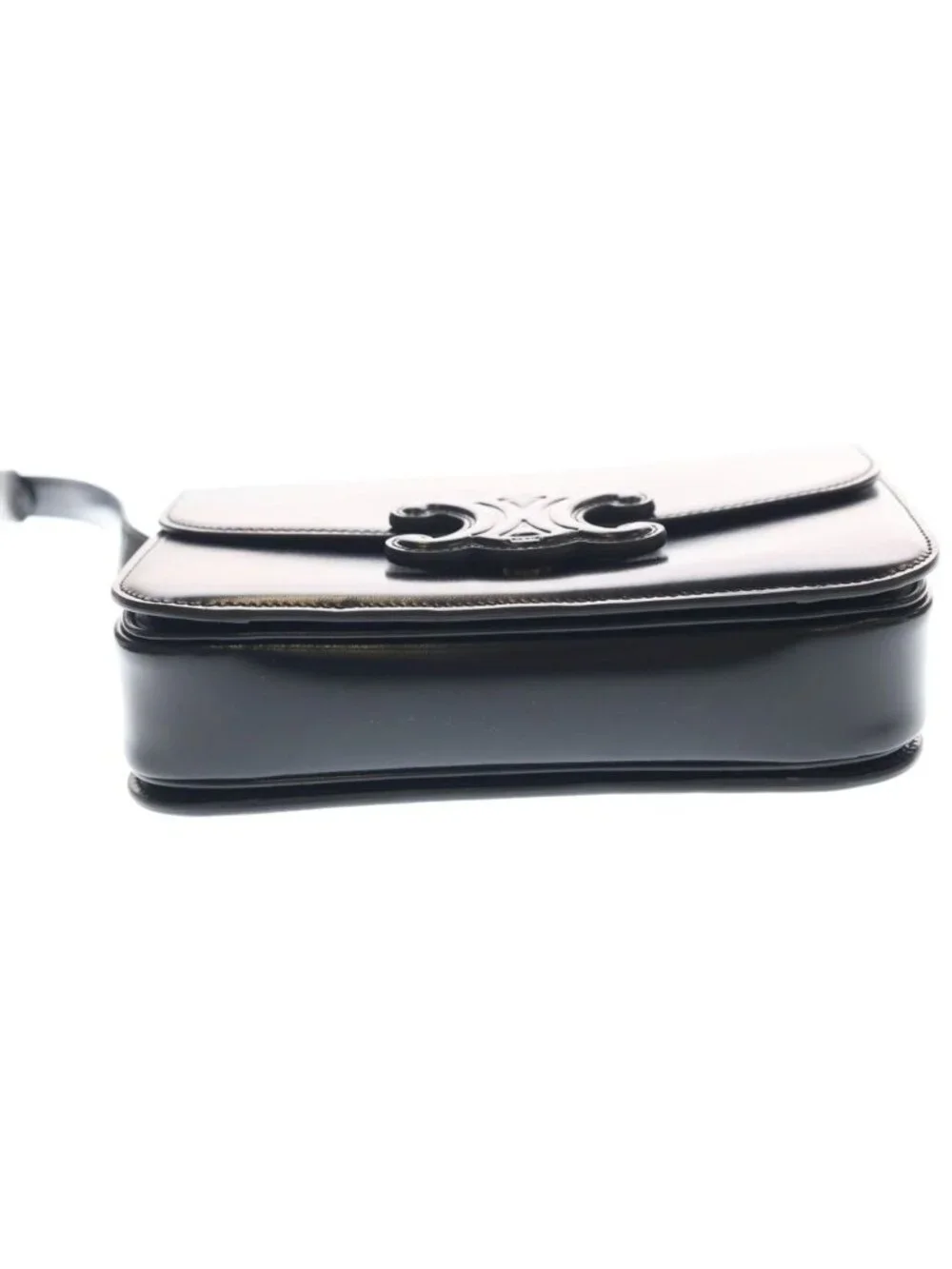 Celine Teen Cuir Triomphe Shoulder Bag Black Leather Gold